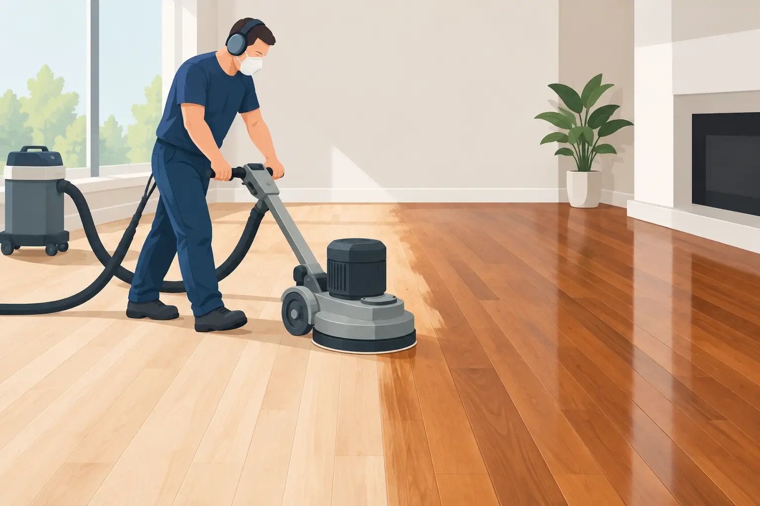 professional hardwood sanding process with National Floors