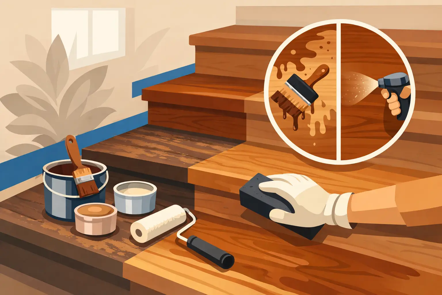 refinish wood stairs