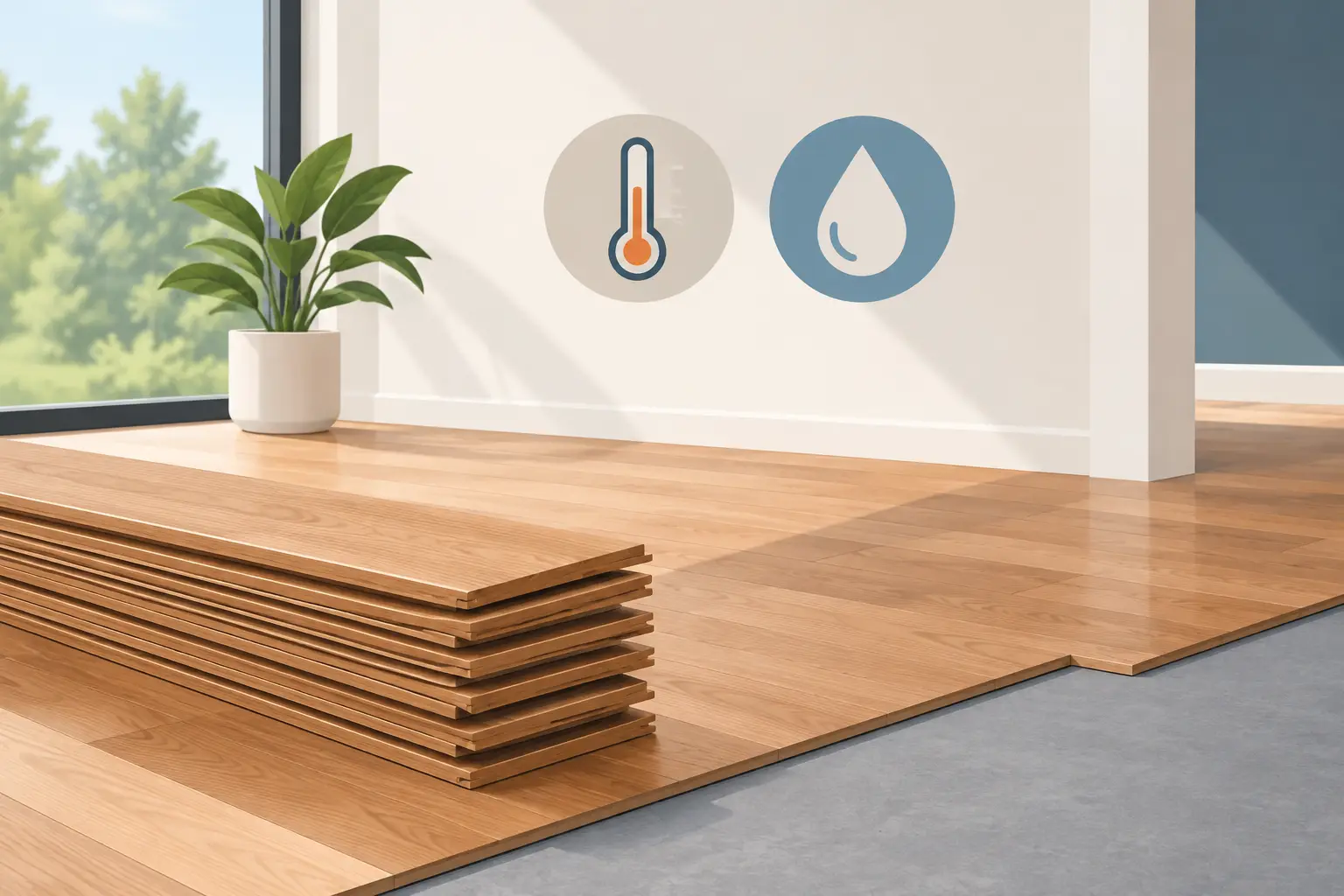 Hardwood flooring acclimating before installation by National Floors in Fremont CA